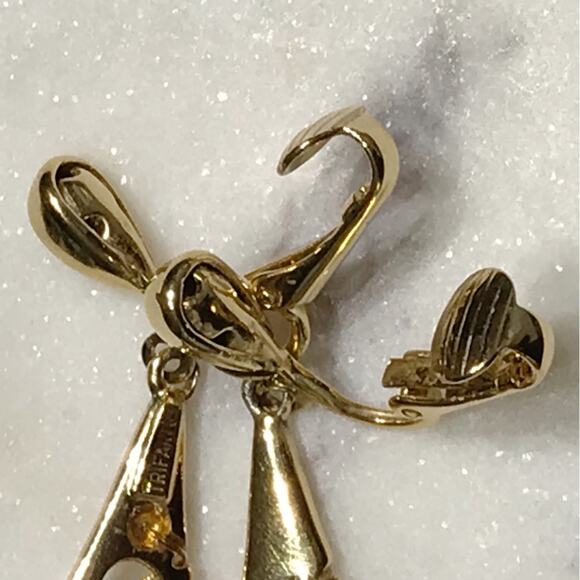 Crown Trifari Modernist Abstract Space Age Atomic Clip On Earrings Wrap Wire MCM - Picture 12 of 15